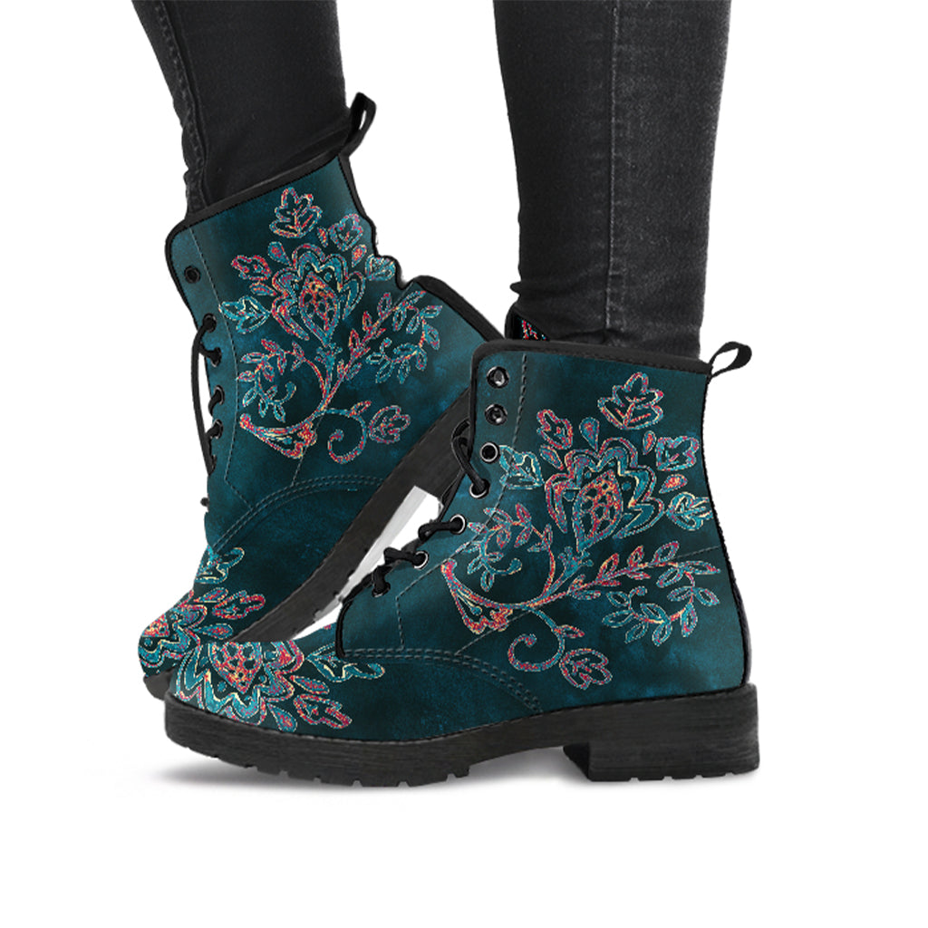 Brocade Pattern Handcrafted Women's Vegan Leather Boots