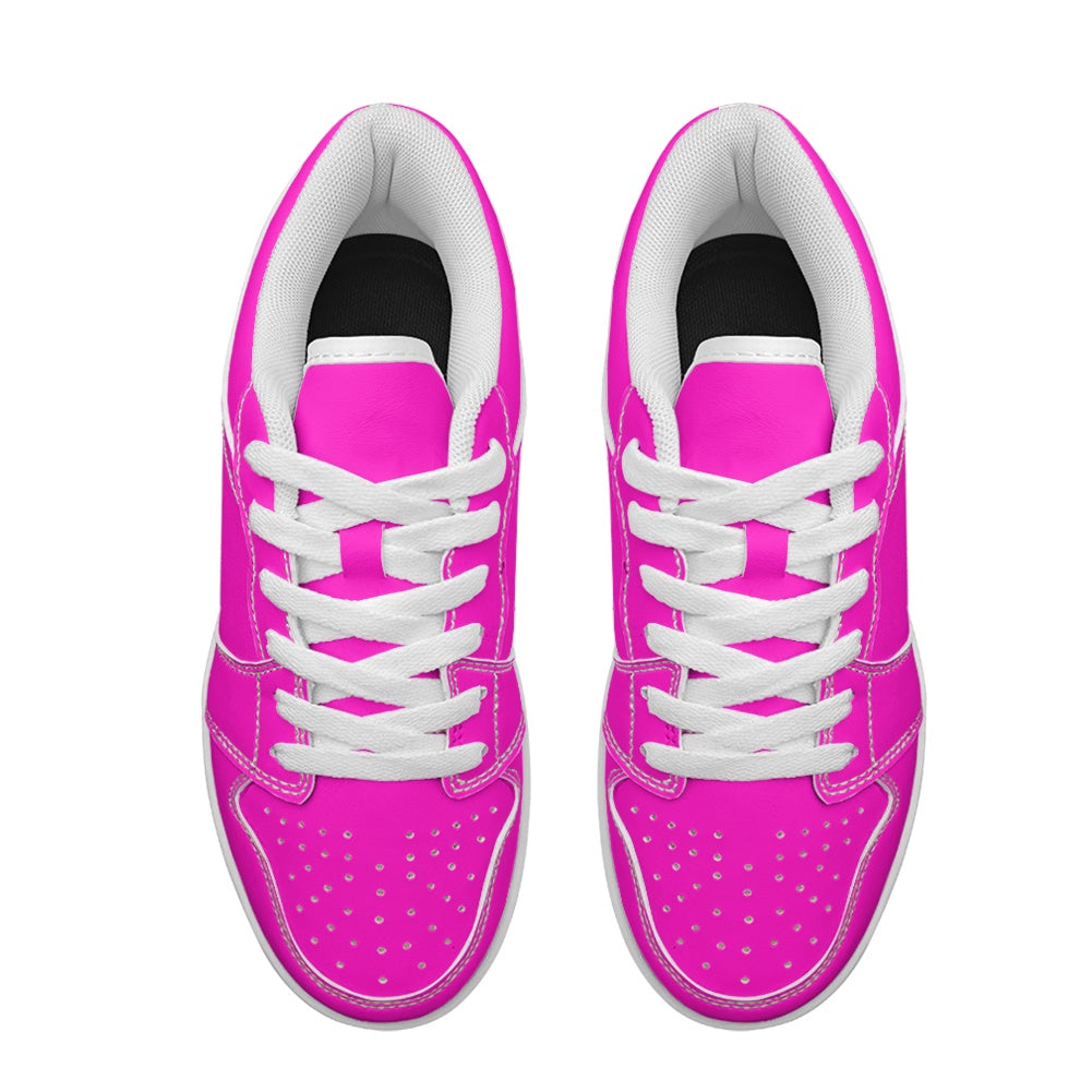 Hot Pink Women's Low Top Vegan Leather Sneakers