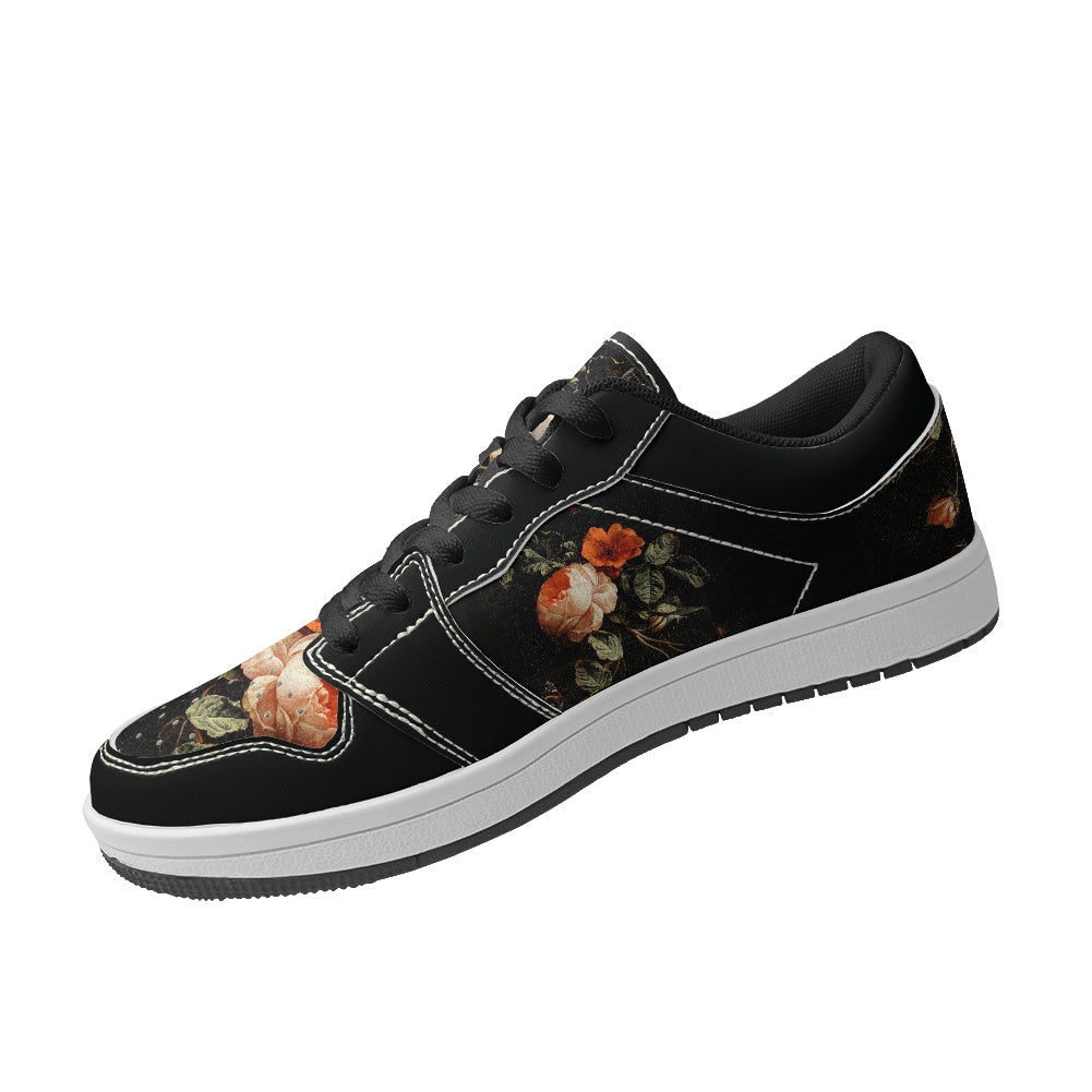 Still Life with Roses Women's Low Top Vegan Leather Sneakers