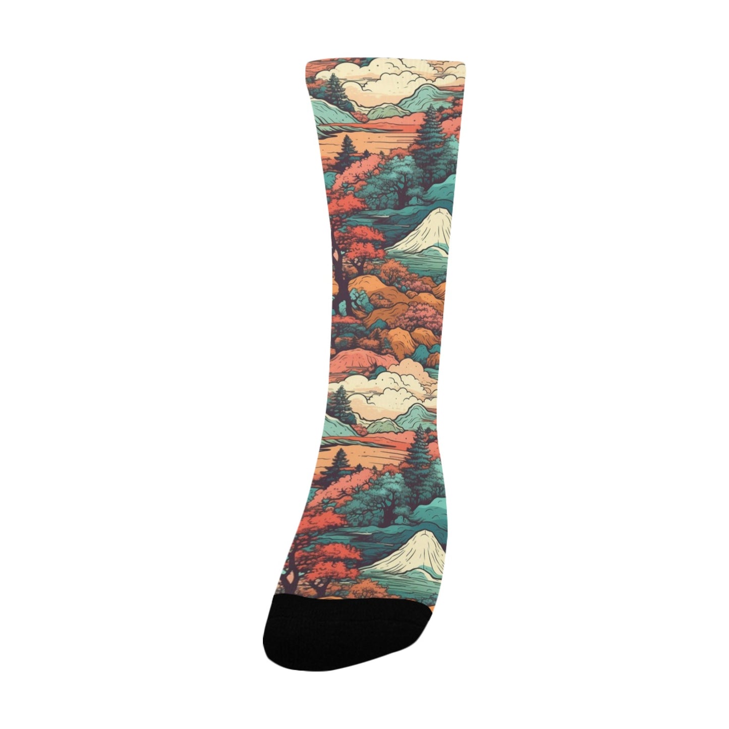 Japan Seamless Japanese Landscapes Socks - Custom Socks for Women Made in USA