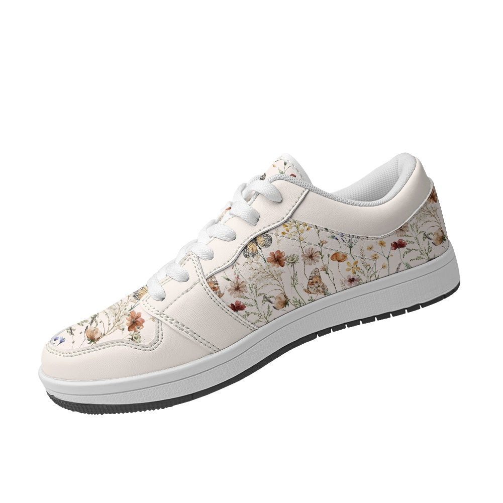 Tiny Bloom Watercolor Butterfly Vegan Leather Sneakers