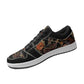 Two Chinese Dragons with Rose Flowers Vegan Leather Sneakers