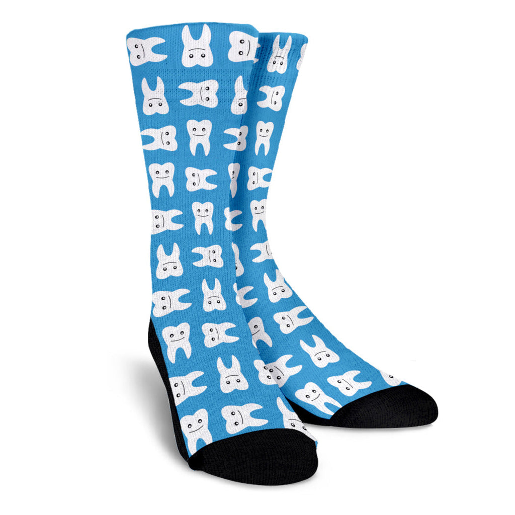 Blue Happy Teeth Women's Crew Socks