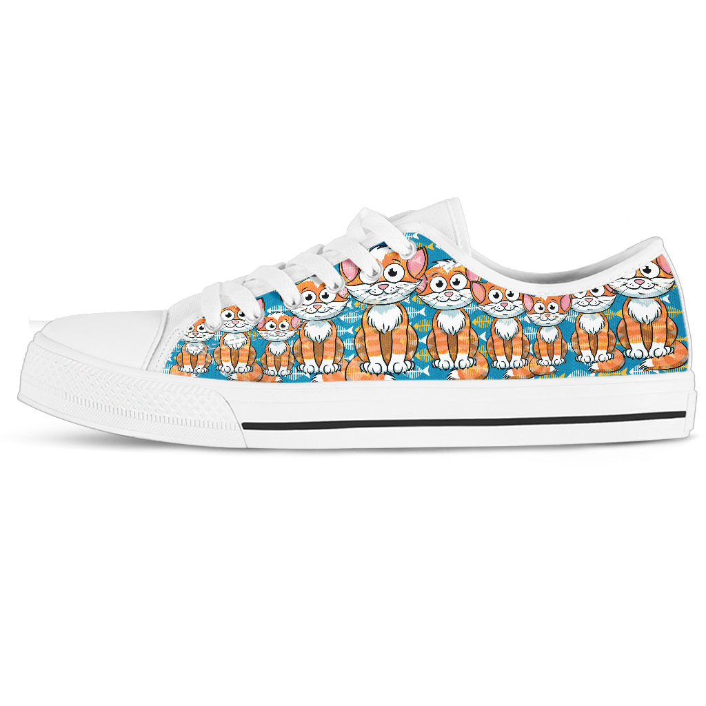 Orange Cats Women's Low Top Sneakers