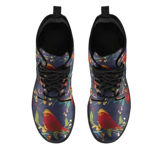 Colorful Bird Handcrafted Women's Vegan Leather Combat Boots