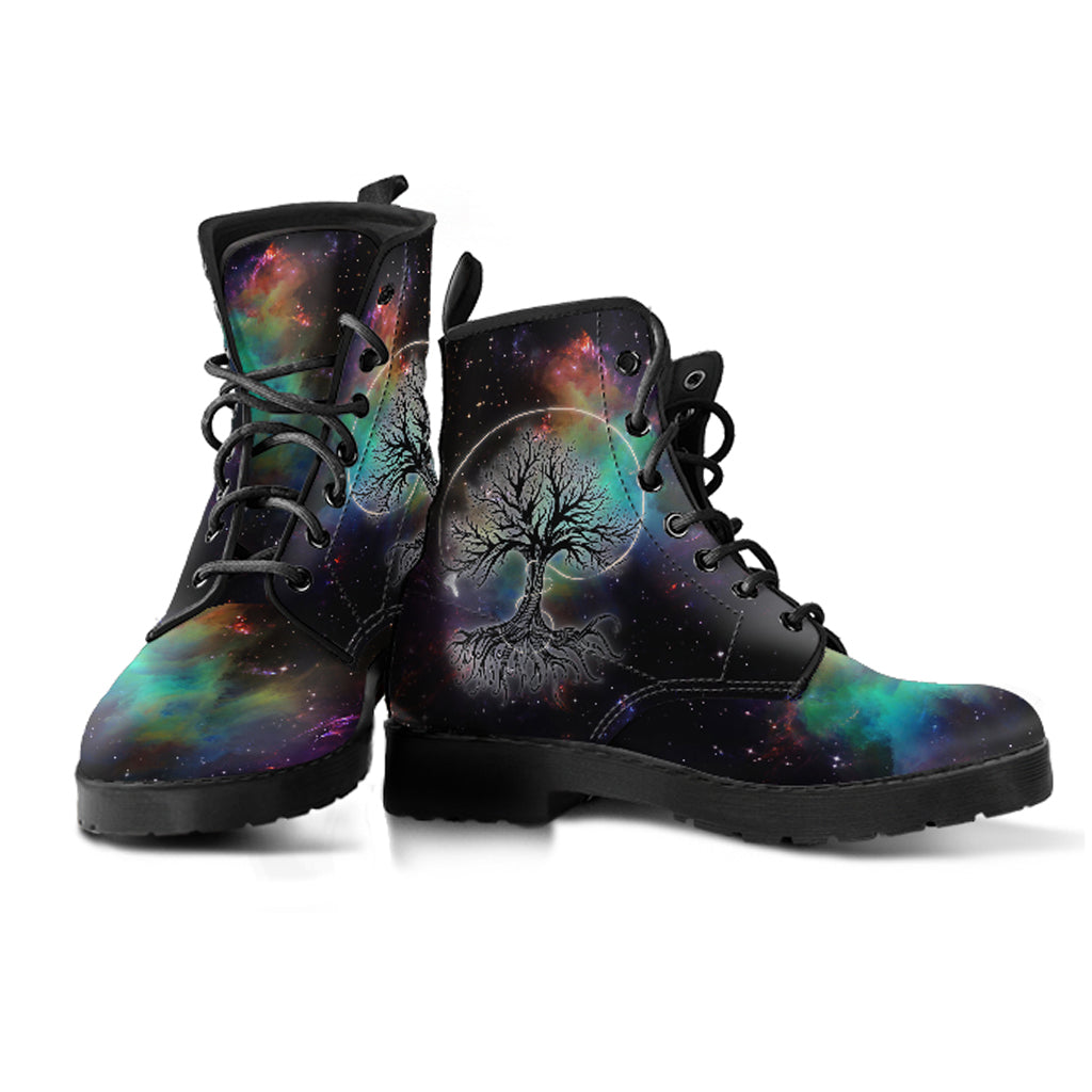 Galaxy Tree Handcrafted Women's Vegan Leather Combat Boots