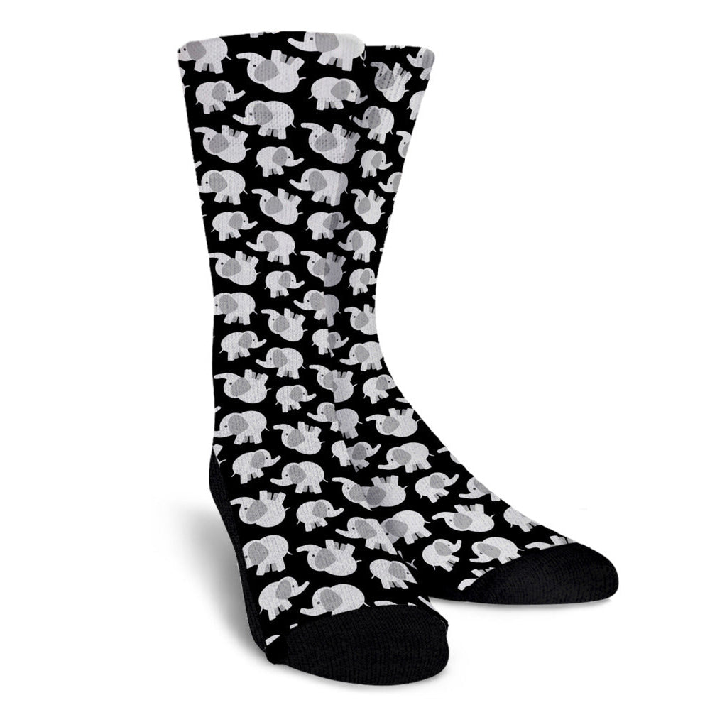 Elephant Pattern Women's Socks in Black