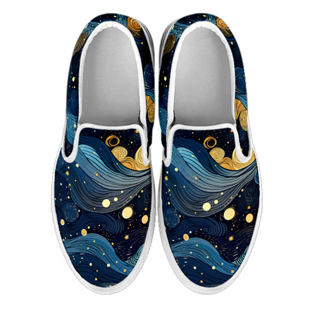 Starry Night Galaxy Women's Slip Ons