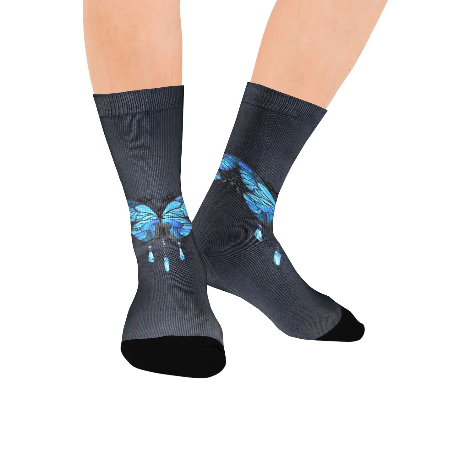Blue butterfly Socks - Custom Socks for Women Made in USA