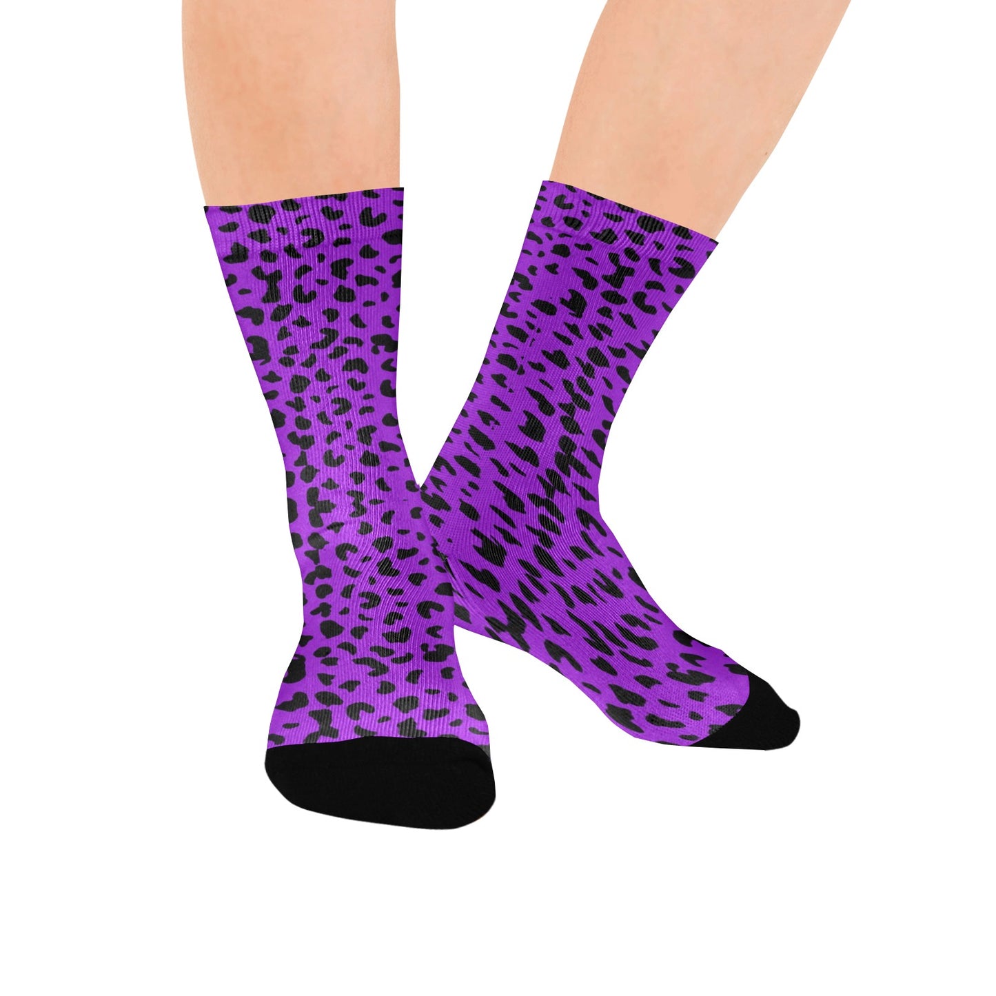 Deeep Violet Leopard Print Socks - Custom Socks for Women Made in USA