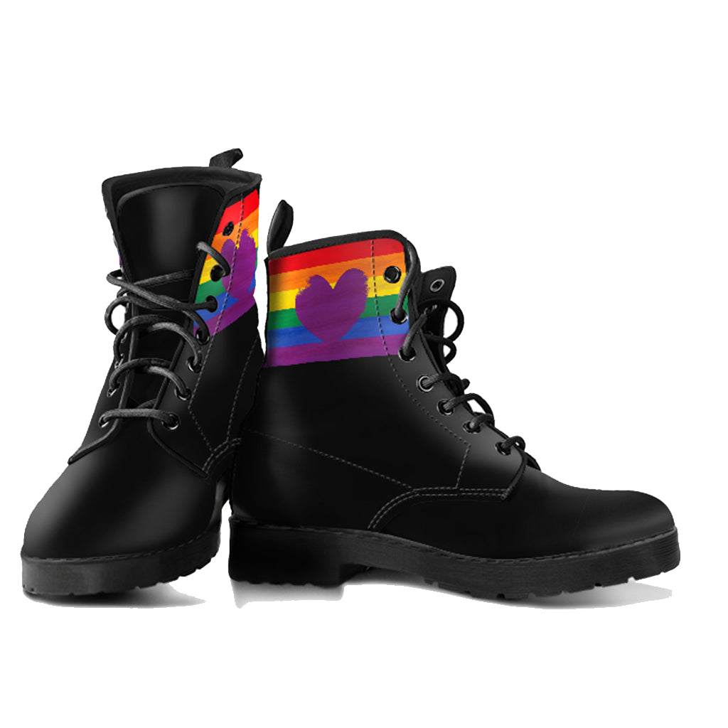 Heart Pride Vegan Women's Vegan Leather Combat Boots