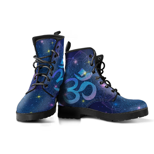 OM Mandala Women's Vegan Leather Combat Boots