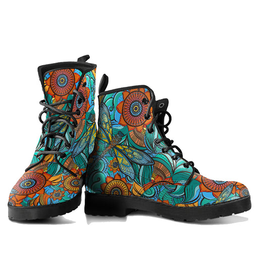 Dragonfly Mandalas Women Vegan Leather Boots