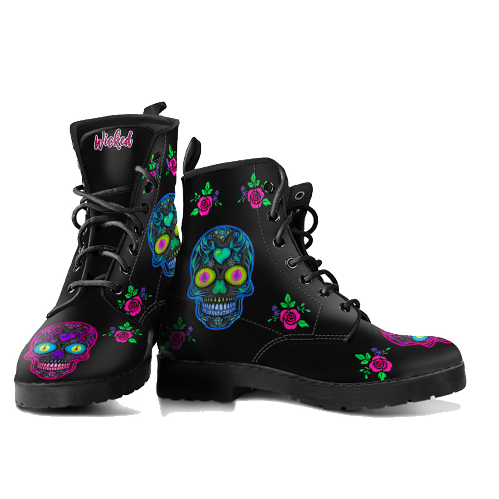 Wicked Skulls Women's Vegan Leather Combat Boots