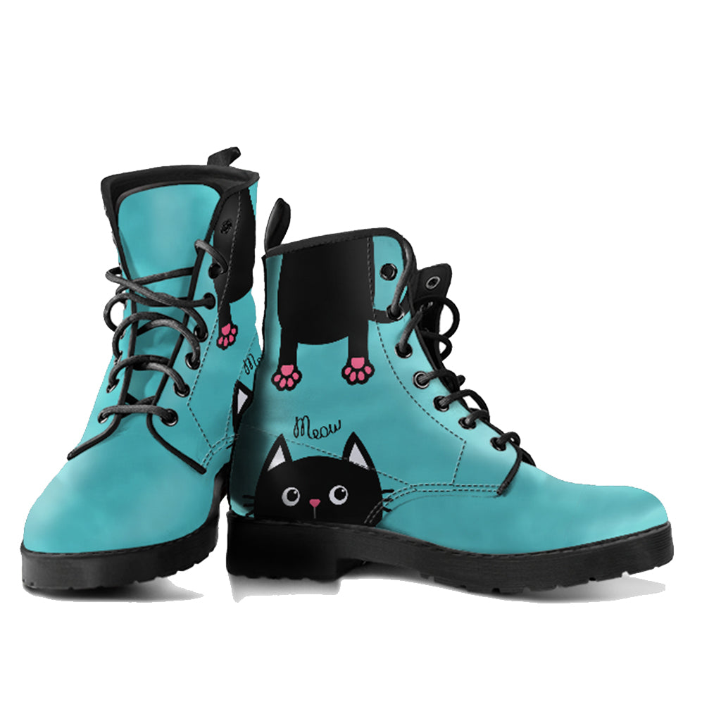 Green Cat Women's Vegan Leather Combat Boots