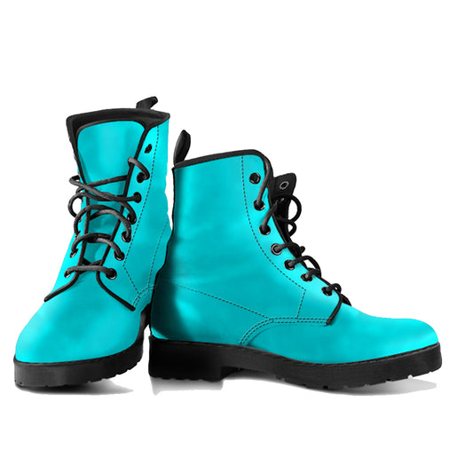 Turquoise Women's Vegan Leather Combat Boots