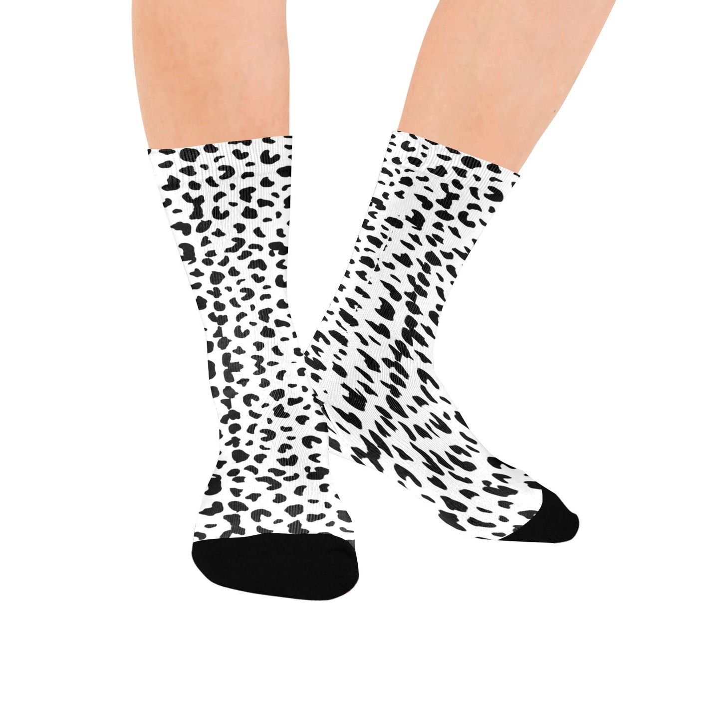 white leopard print women's crew socks – Sole Design Studio