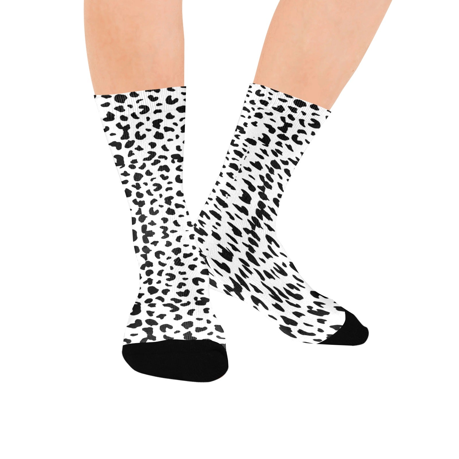 white leopard print women's crew socks – Sole Design Studio