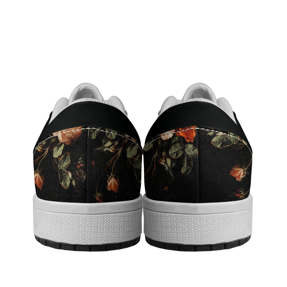 Still Life with Roses Women's Low Top Vegan Leather Sneakers