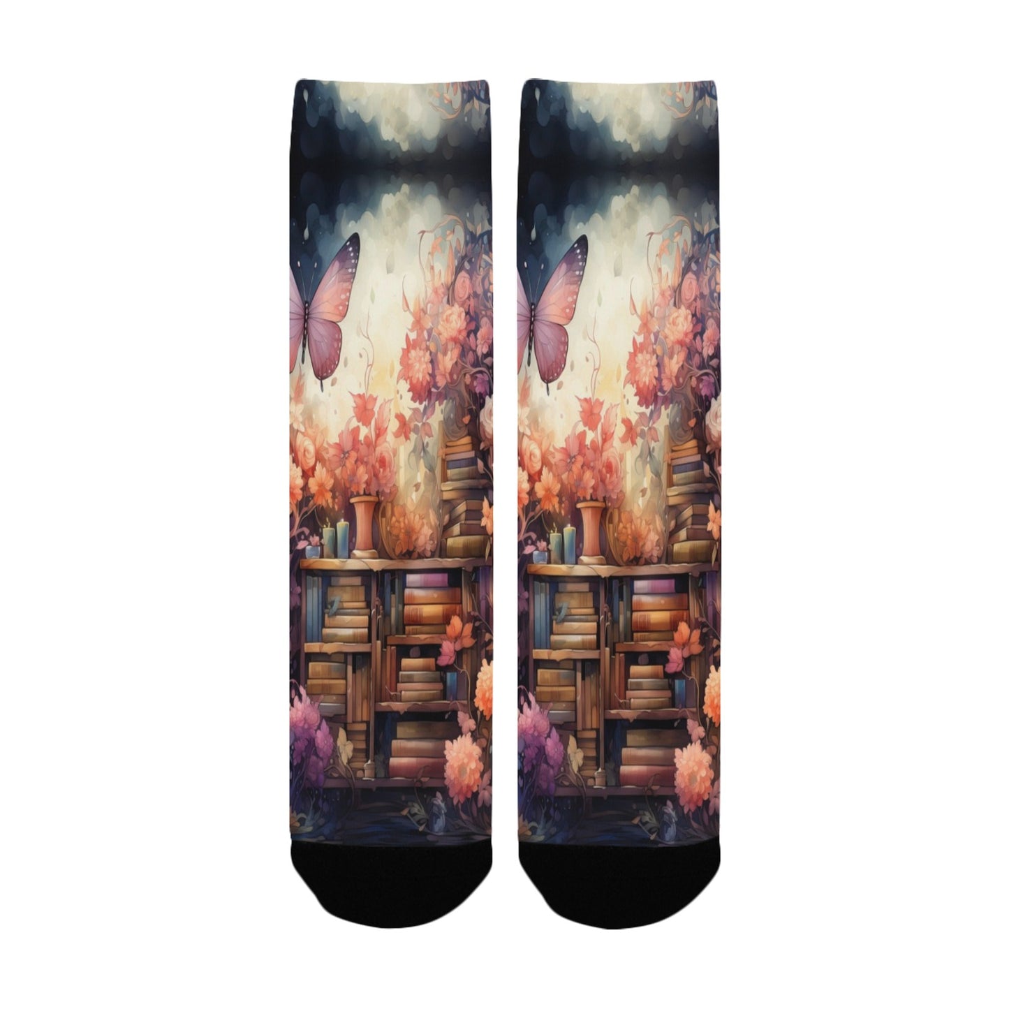 Butterfly Whimsical library Socks - Custom Socks for Women Made in USA