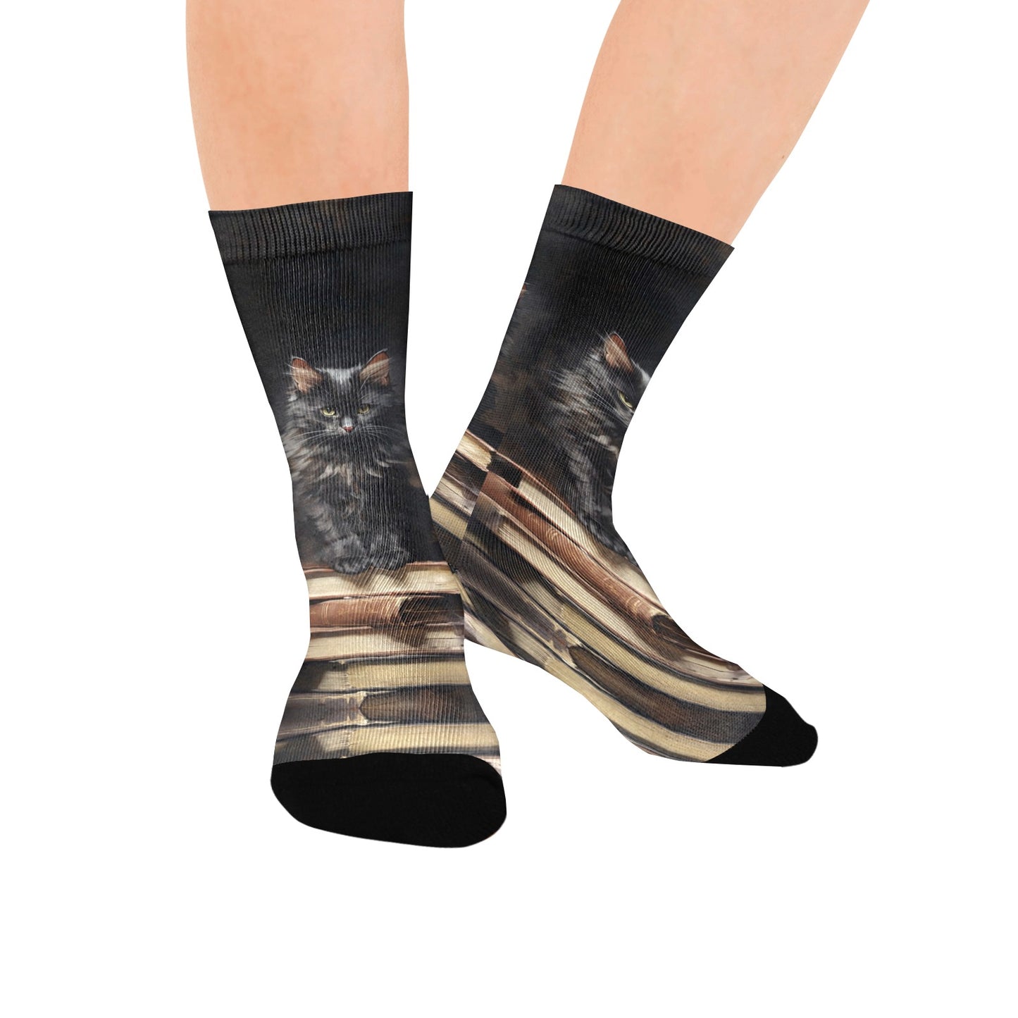 Gothic Cat Bookmark Socks - Custom Socks for Women Made in USA
