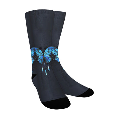 Blue butterfly Socks - Custom Socks for Women Made in USA