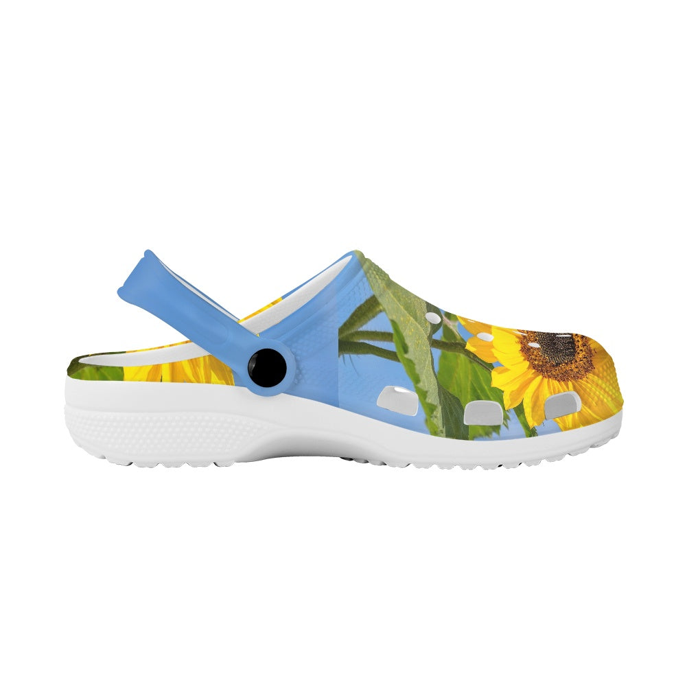 Blue Sky With Sunflowers Clogs for Women's