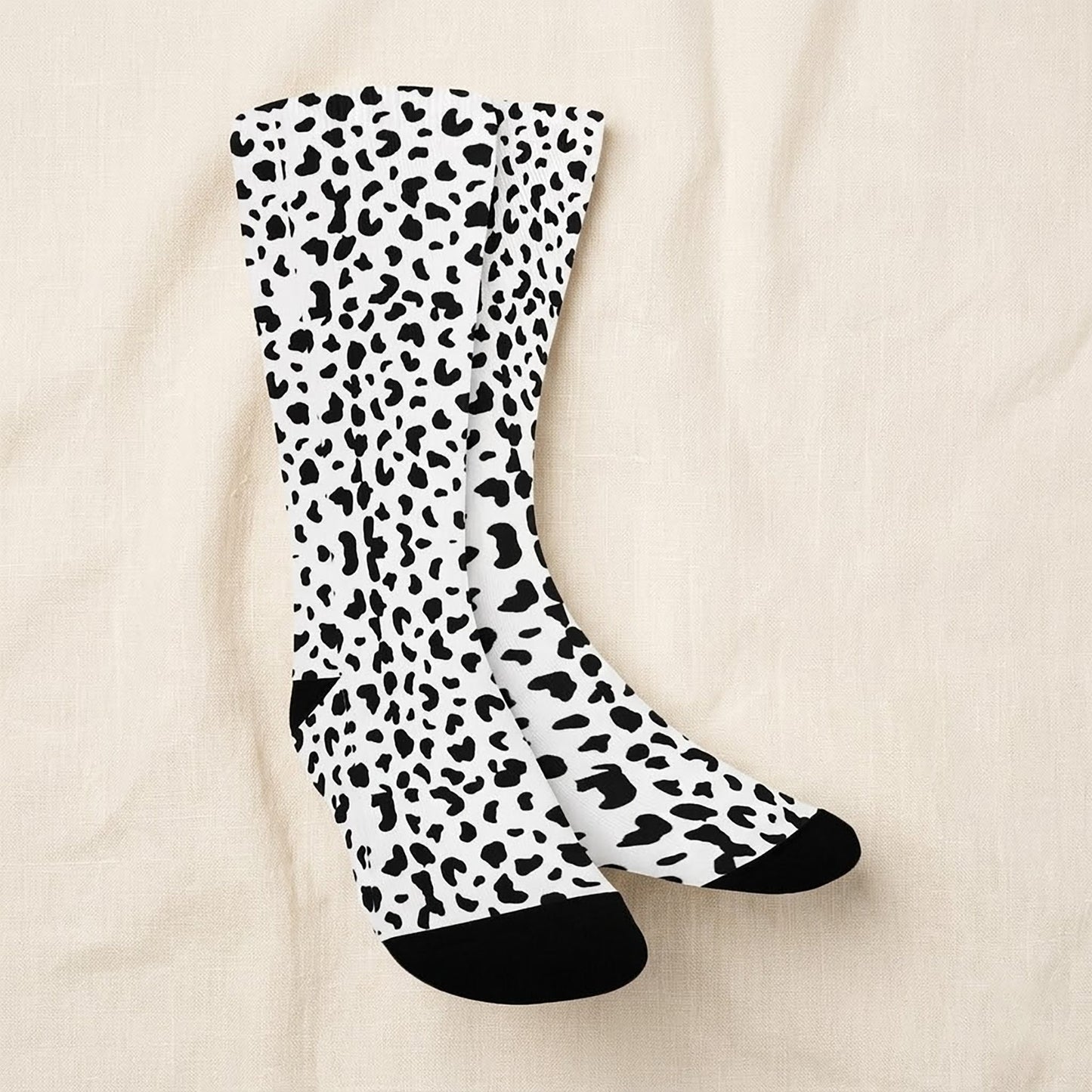 White Leopard Print - Custom Socks for Women Made in USA