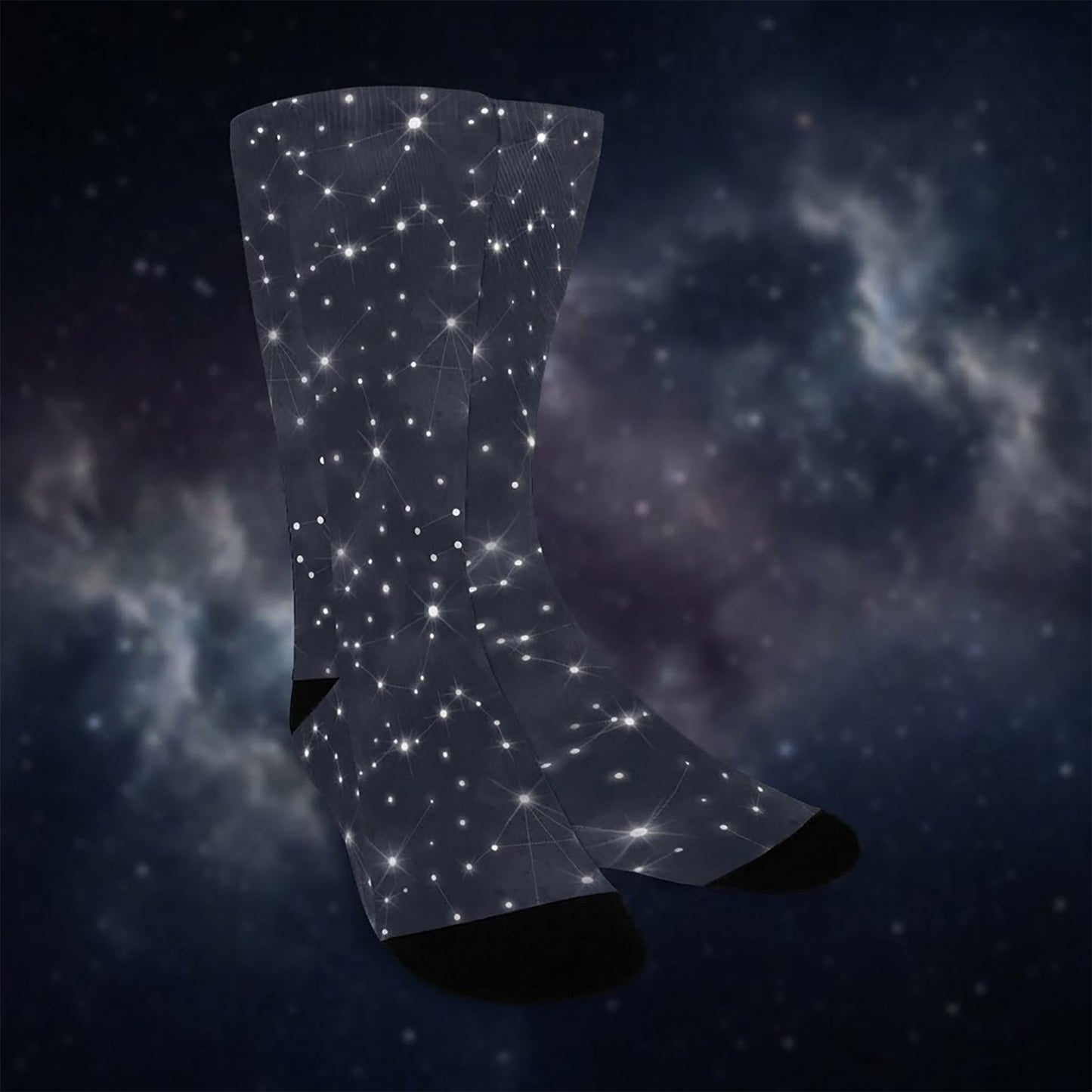 Silver Starry Night Digital Socks - Custom Socks for Women Made in USA
