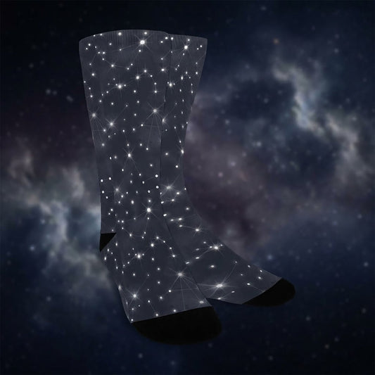 Silver Starry Night Digital Socks - Custom Socks for Women Made in USA