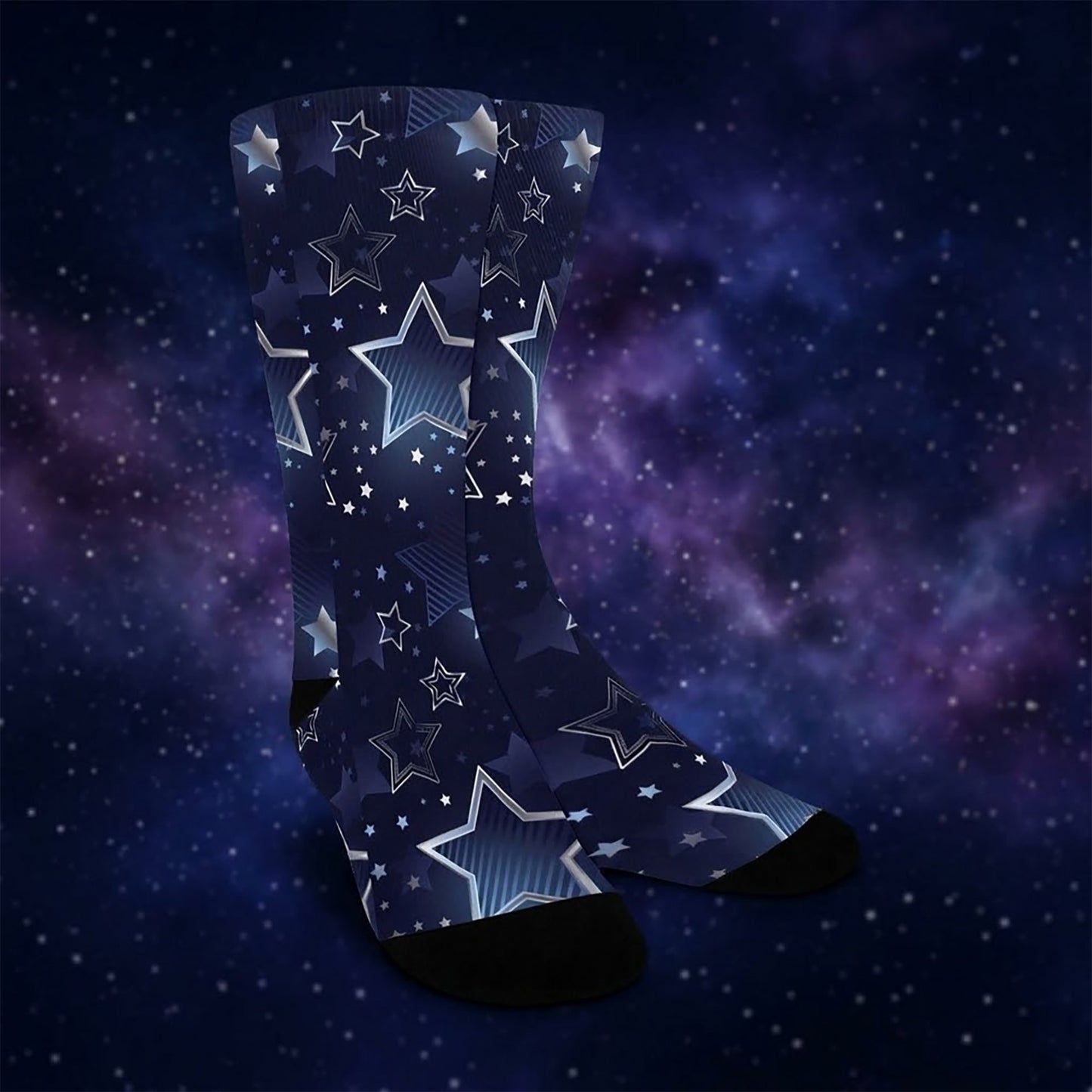 Silver Stars Socks - Custom Socks for Women Made in USA