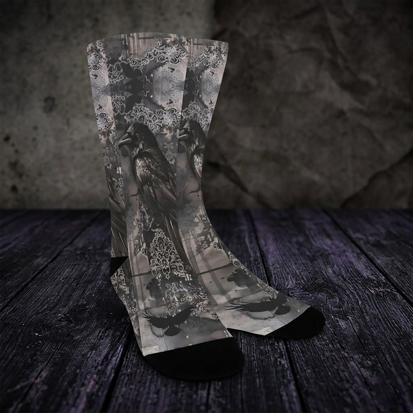 Seamless Distressed Black Socks - Custom Socks for Women Made in USA