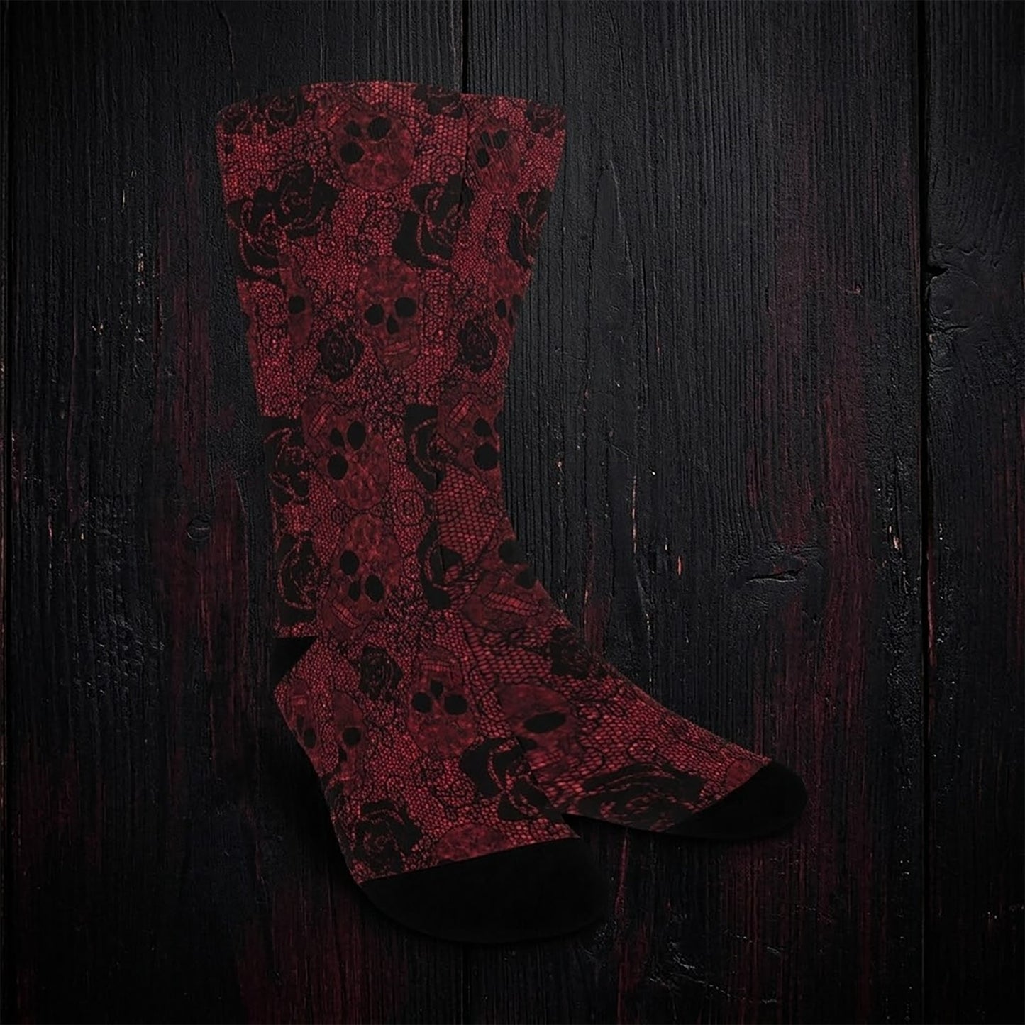 Red Rose Skull Socks - Custom Socks for Women Made in USA