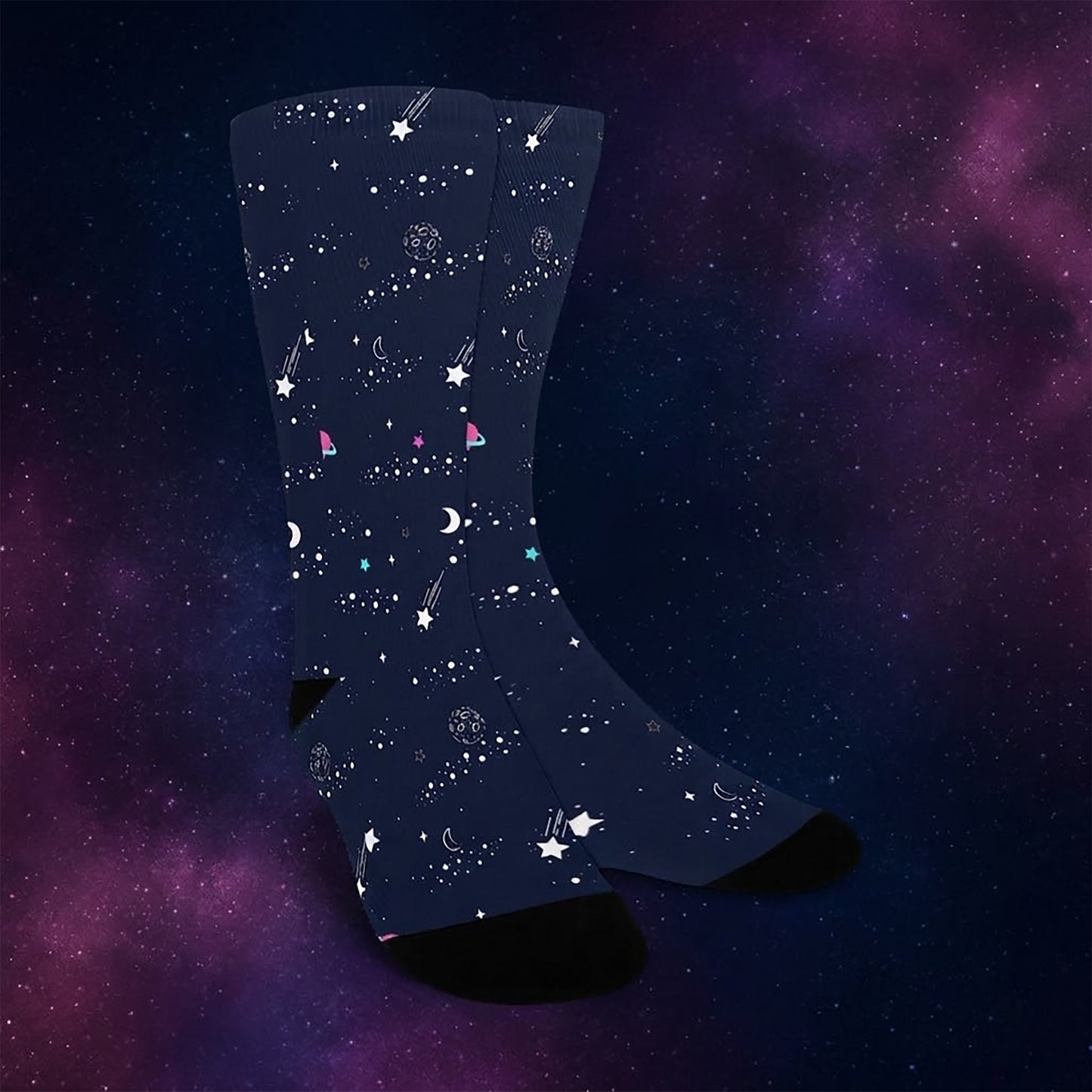 Planet and Star Sky Socks - Custom Socks for Women Made in USA