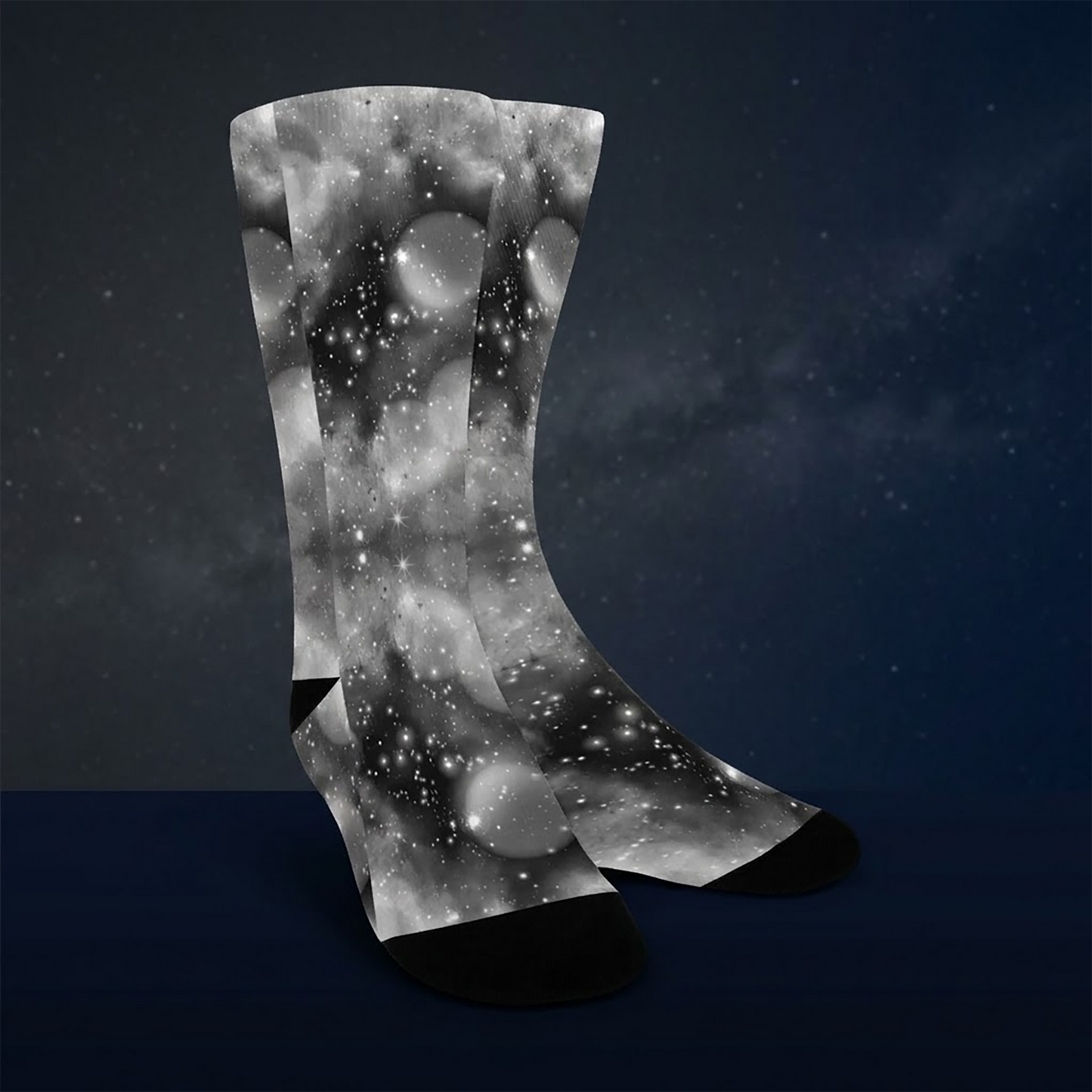 Monochrome Galaxy Digital Socks - Custom Socks for Women Made in USA