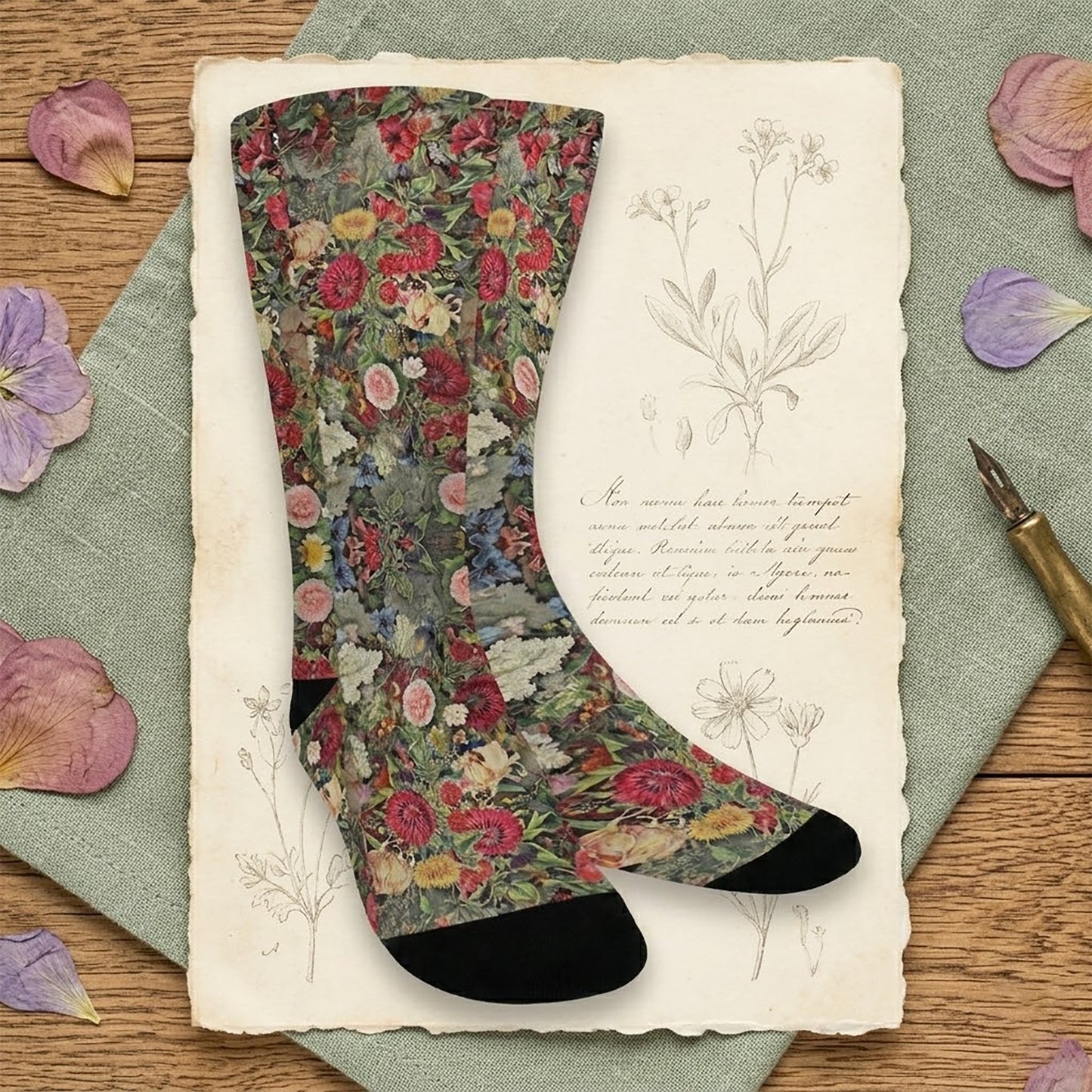 Vintage Flower Socks - Custom Socks for Women Made in USA