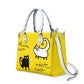 Black and White Cat on Yellow Women's Vegan Leather Handbag