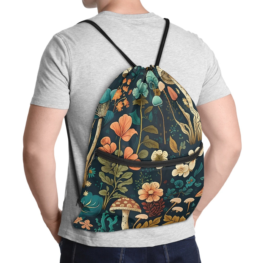 Mystical Mushroom Boho Women's Drawstring Backpack