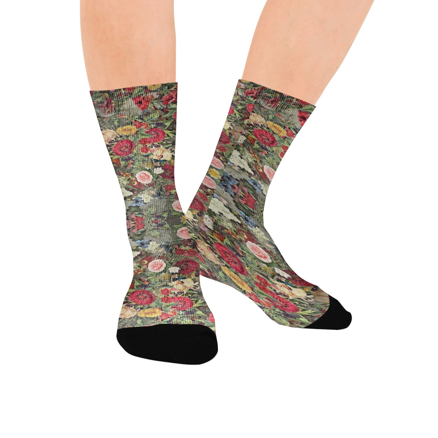 Vintage Flower Socks - Custom Socks for Women Made in USA