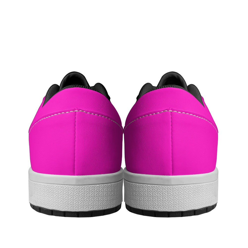 Hot Pink Women's Low Top Vegan Leather Sneakers