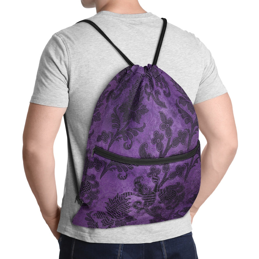 Purple Gothic pattern Women's Drawstring Backpack