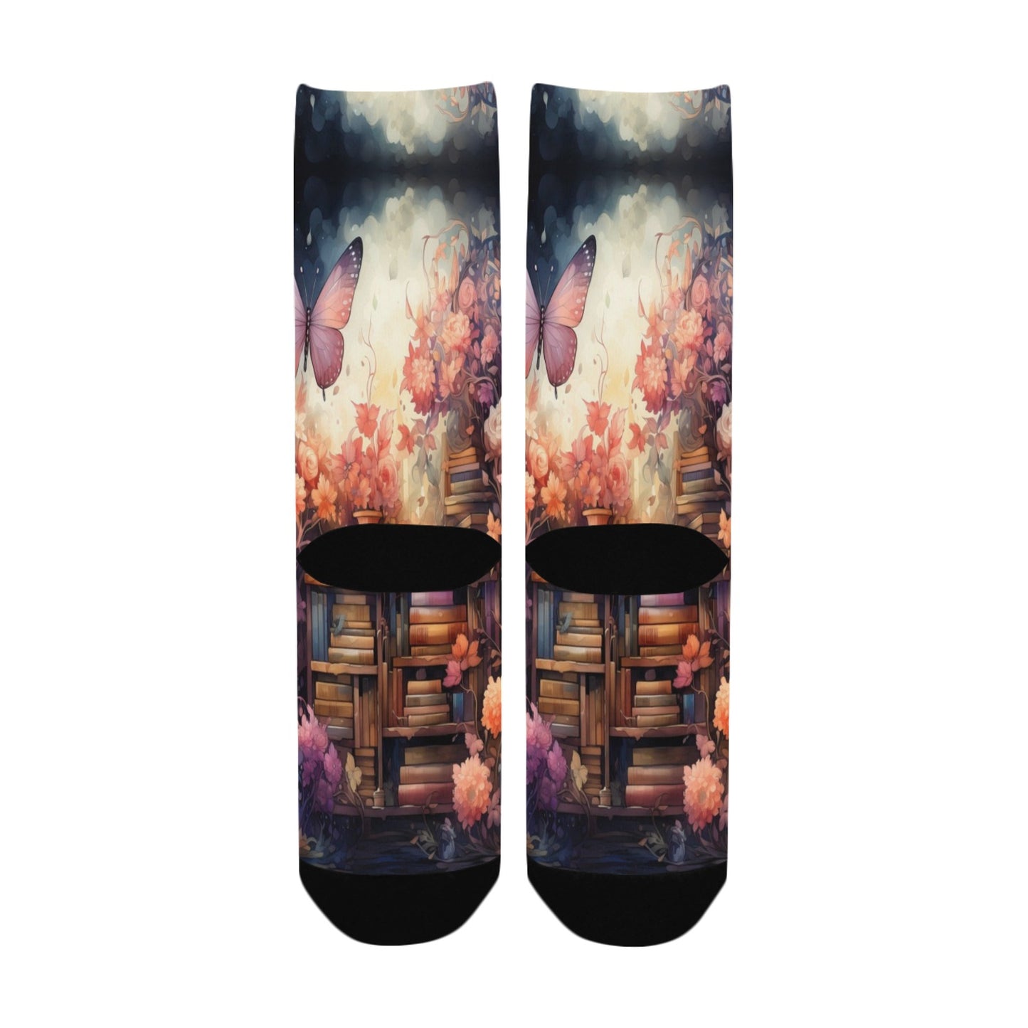 Butterfly Whimsical library Socks - Custom Socks for Women Made in USA