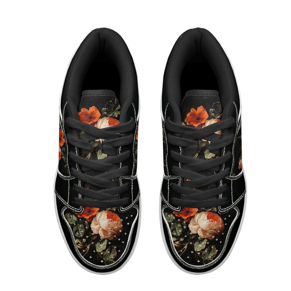 Still Life with Roses Women's Low Top Vegan Leather Sneakers