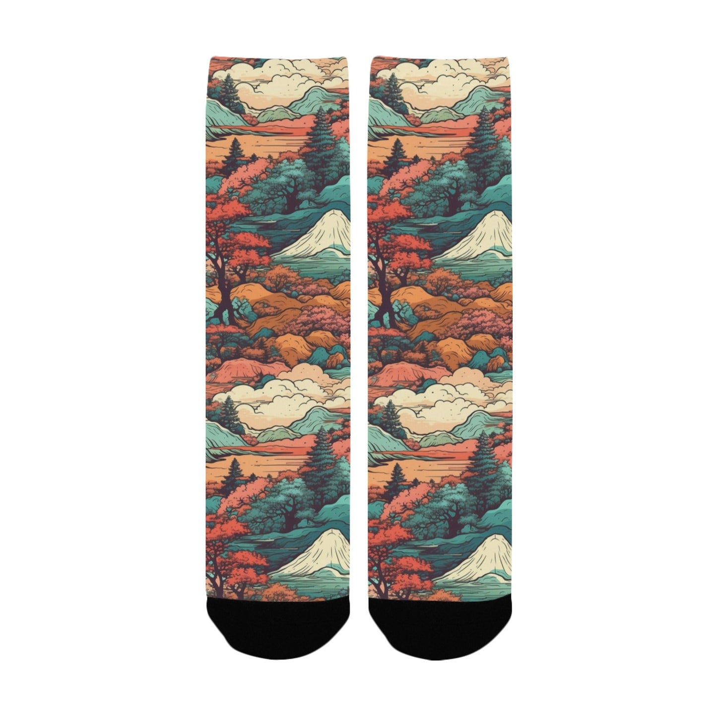 Japan Seamless Japanese Landscapes Socks - Custom Socks for Women Made in USA