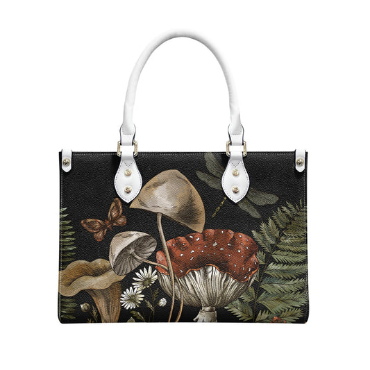 Cottagecore Mushroom and Floral Women's Vegan Leather Handbag