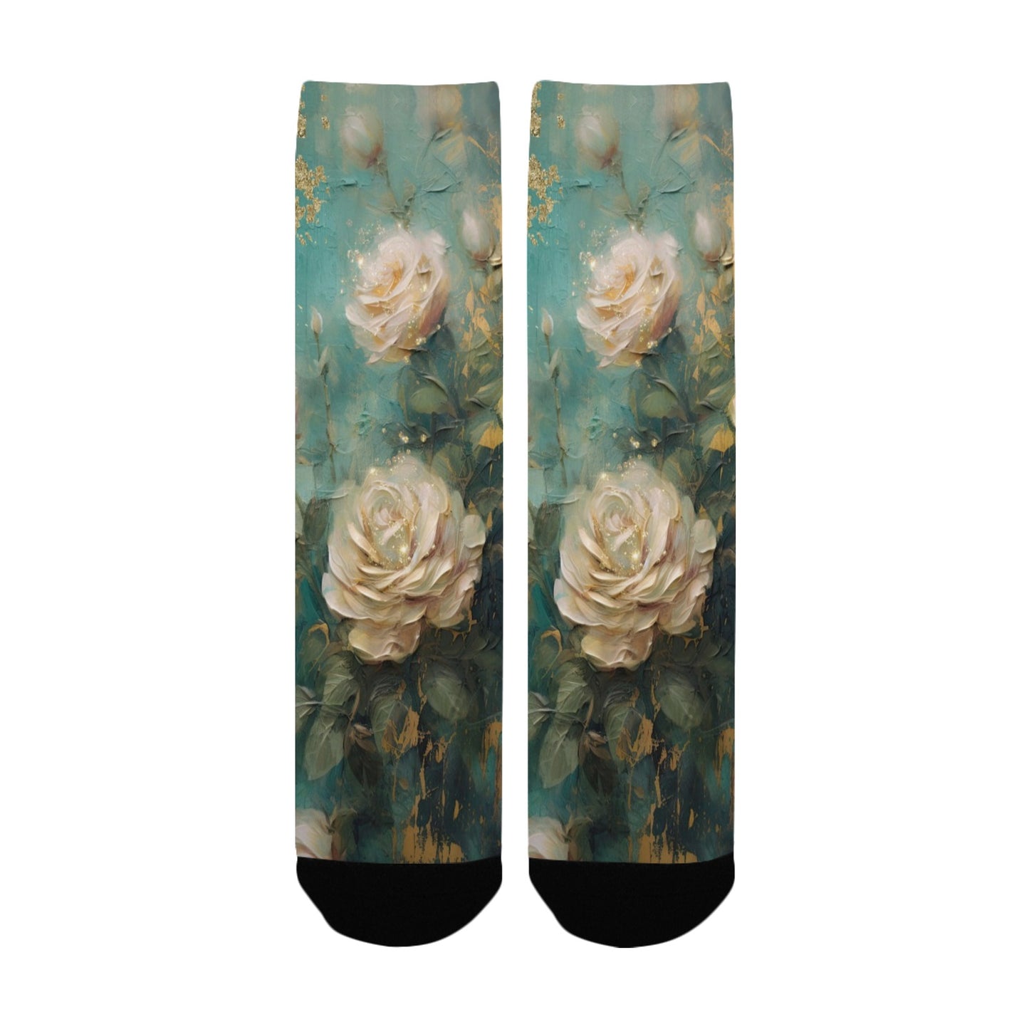 Antique Emerald Romance Journal Paper Socks - Custom Socks for Women Made in USA