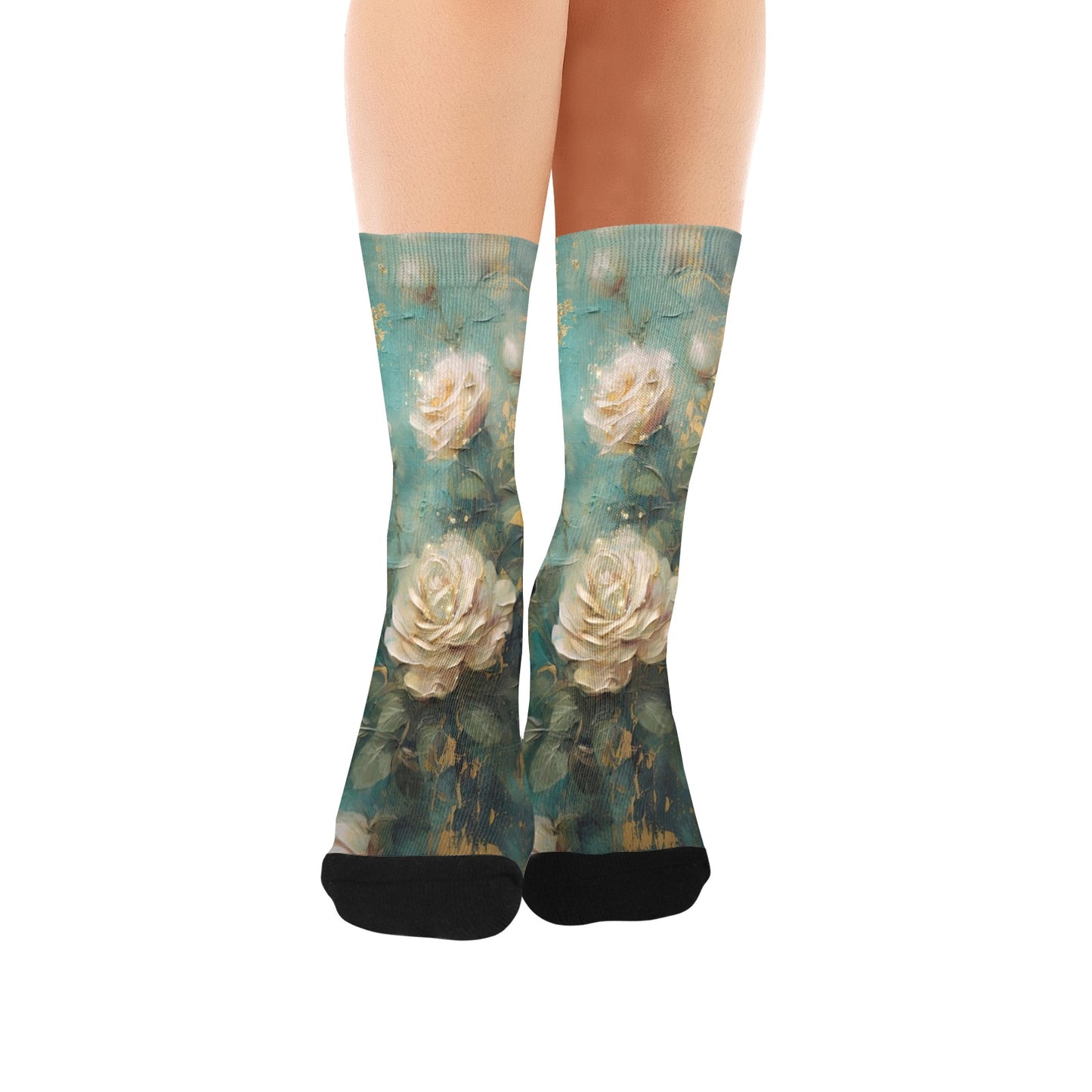 Antique Emerald Romance Journal Paper Socks - Custom Socks for Women Made in USA