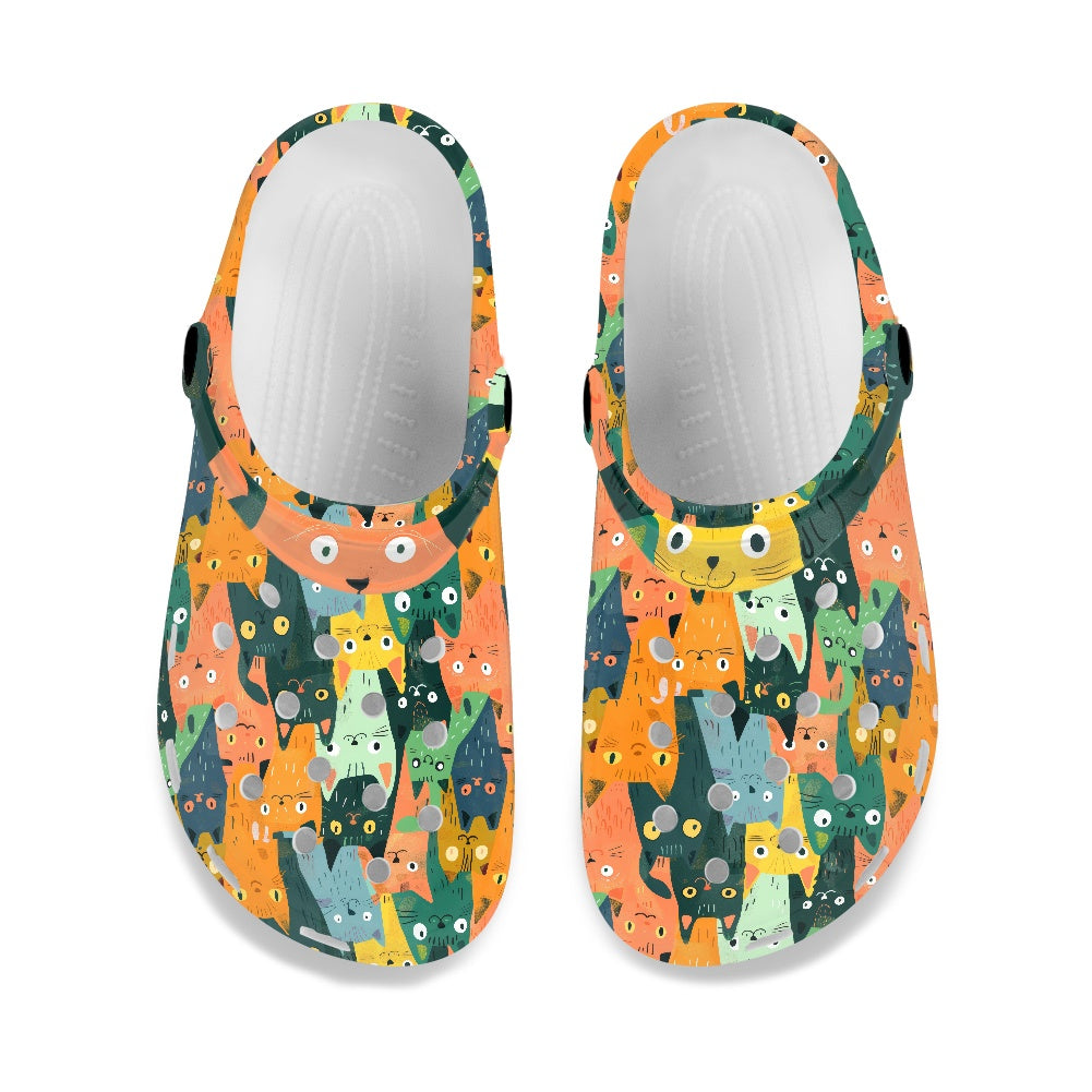 Colorful Cats, Cats, Cats on Clogs Shoes