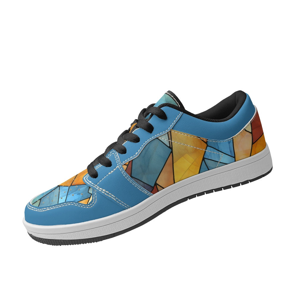 Geometric Blues Vegan Leather Sneakers