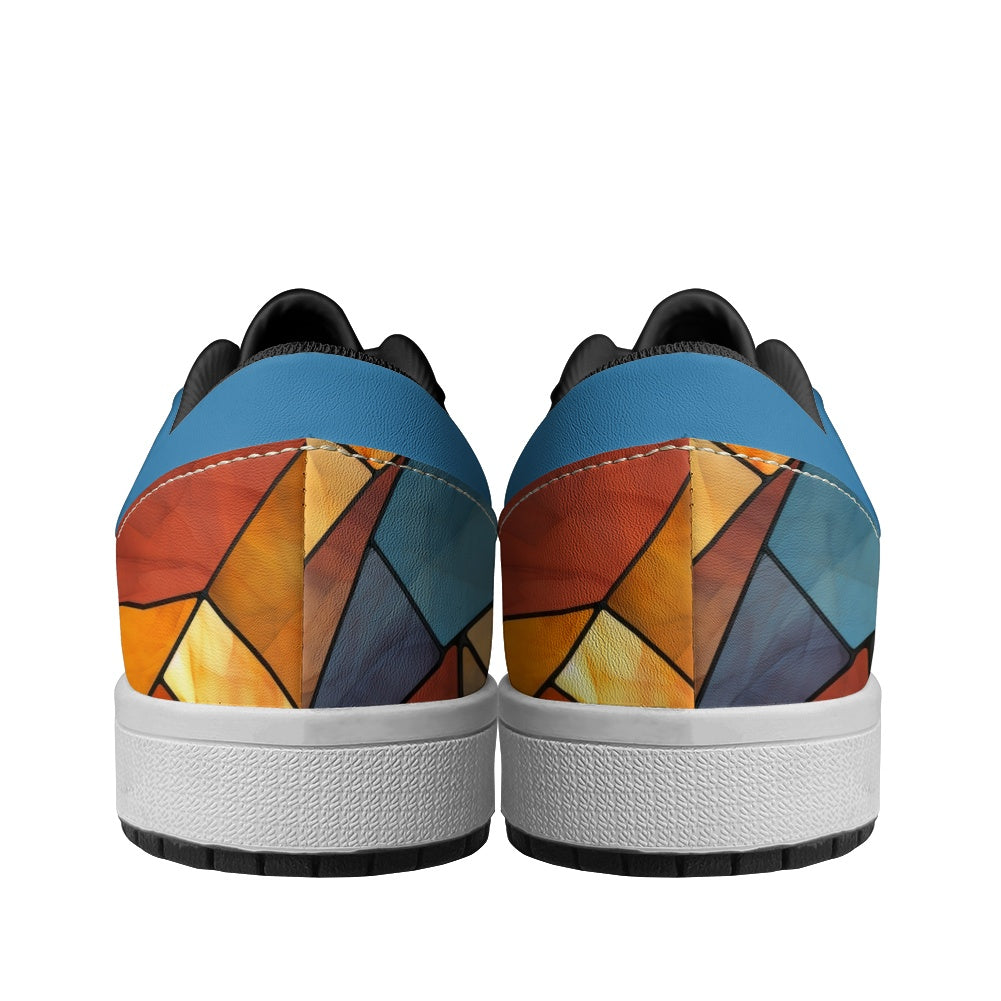 Geometric Blues Vegan Leather Sneakers